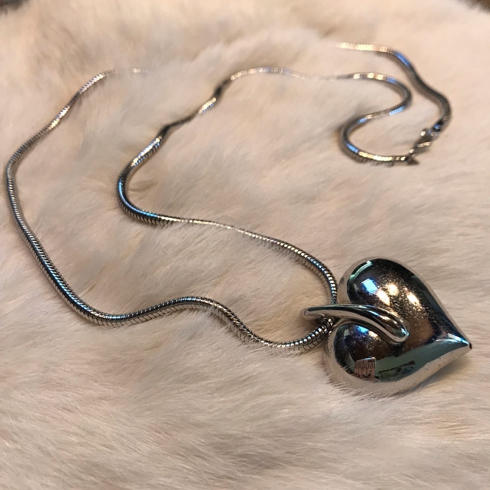 Monet Vintage 1980s Heart Bubble Silver Necklace